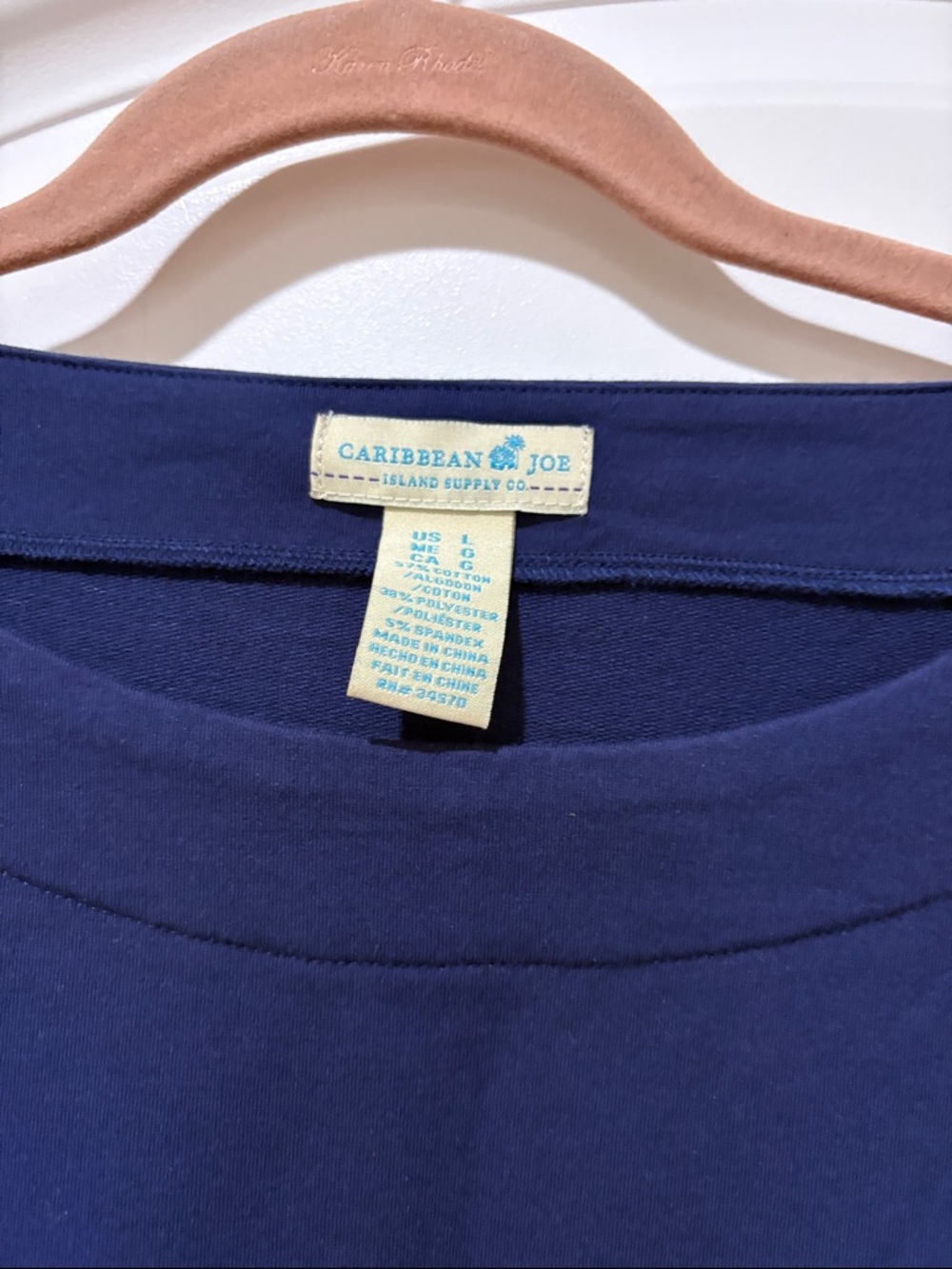 Caribbean Joe Navy Top with Pink & Teal Flamingo Print - Picture 6 of 14